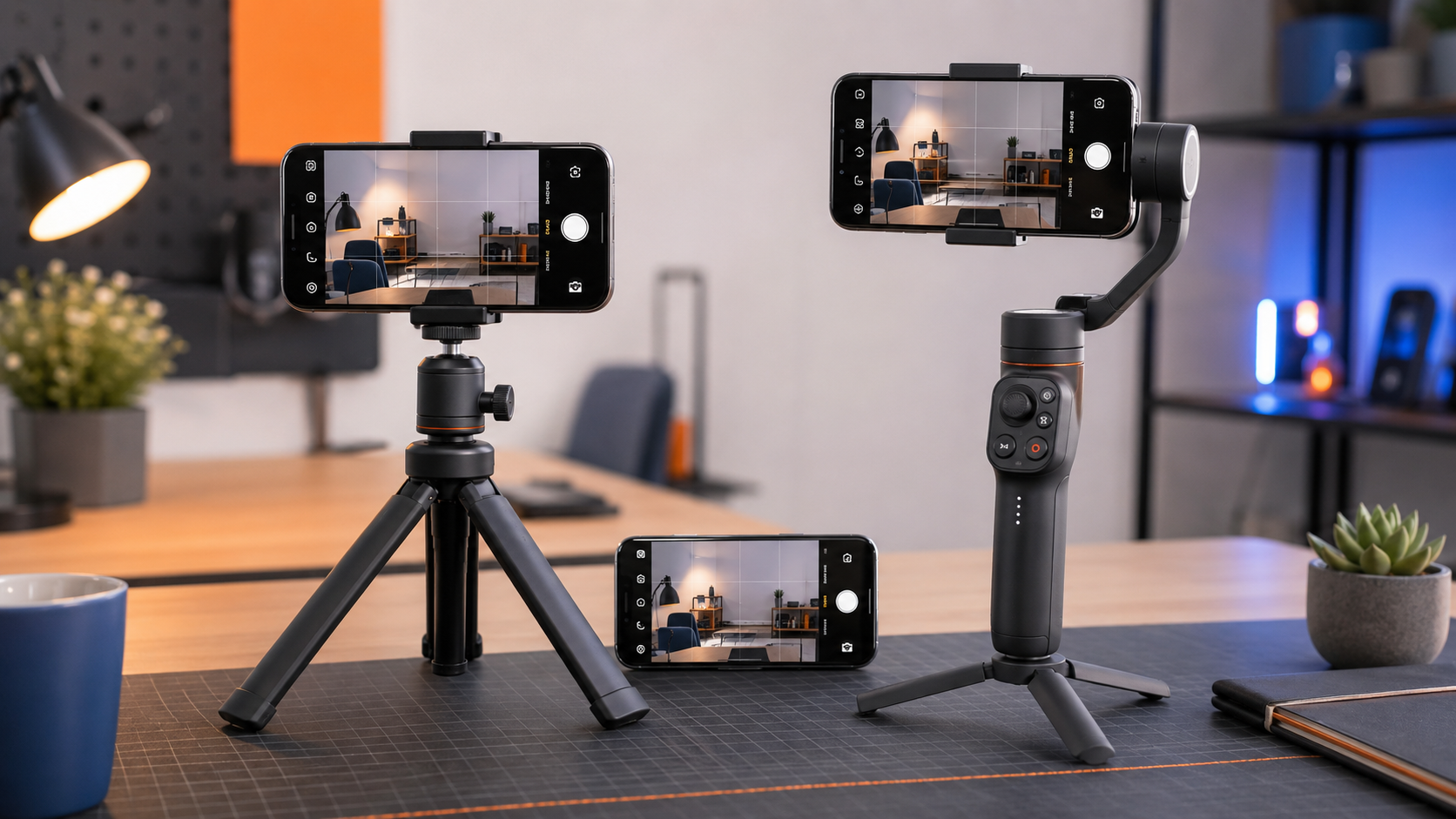 Tripod HP dan stabilizer smartphone generik untuk membuat konten pemula